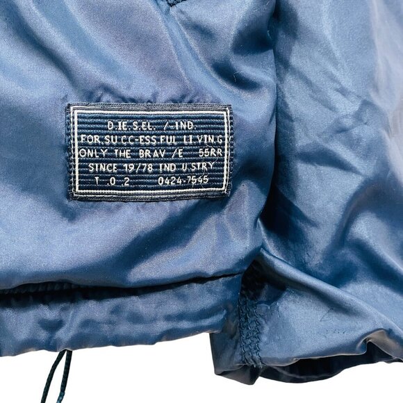 DIESEL Women's Size S Reversible Hooded Jacket Soft Navy Nylon/ Gray Cotton‎ - Picture 3 of 10